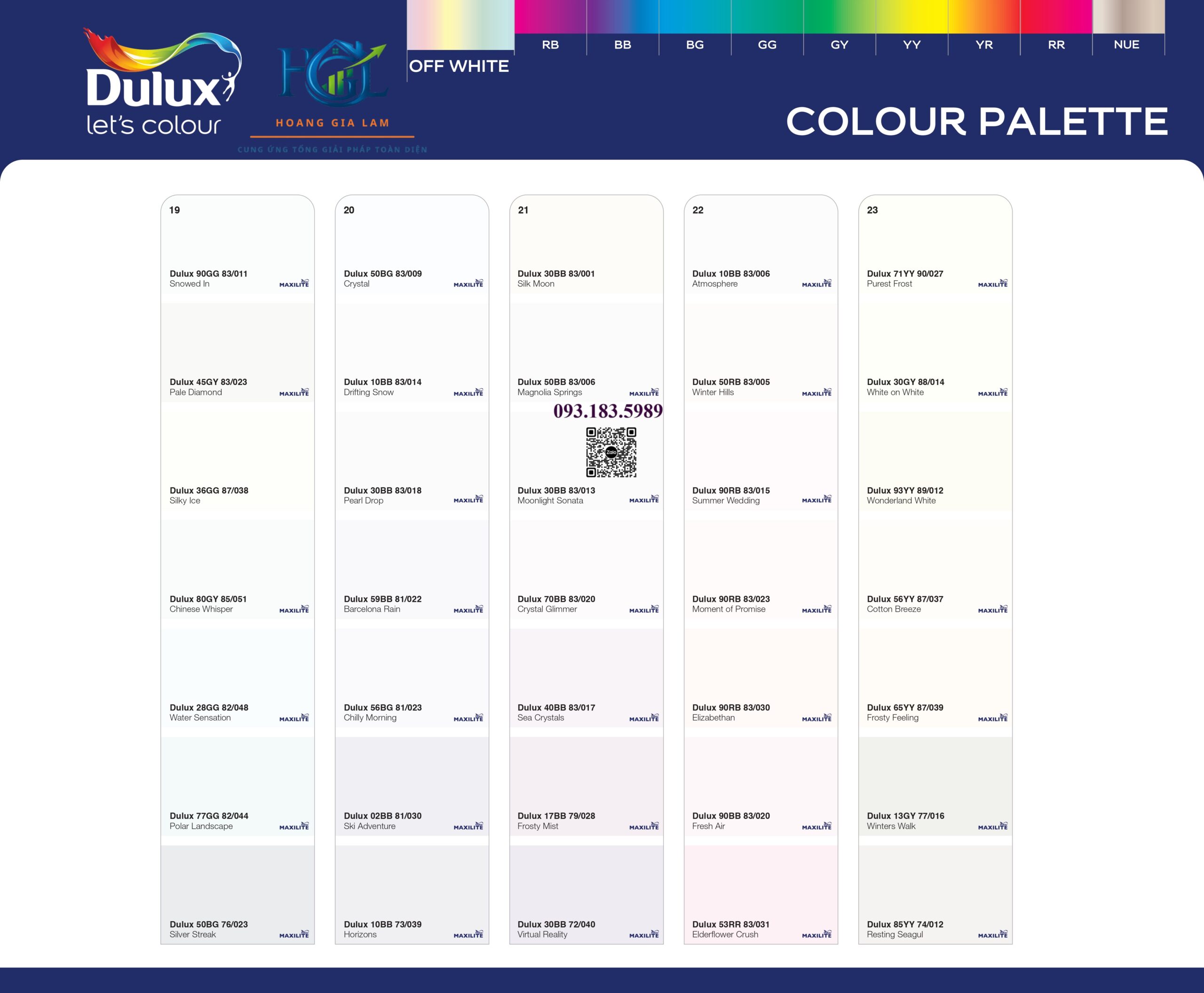 Nhóm Màu Tone Trắng Trên Cây Màu Sơn Dulux Maxilite Được Ưa Chuộng Nhất