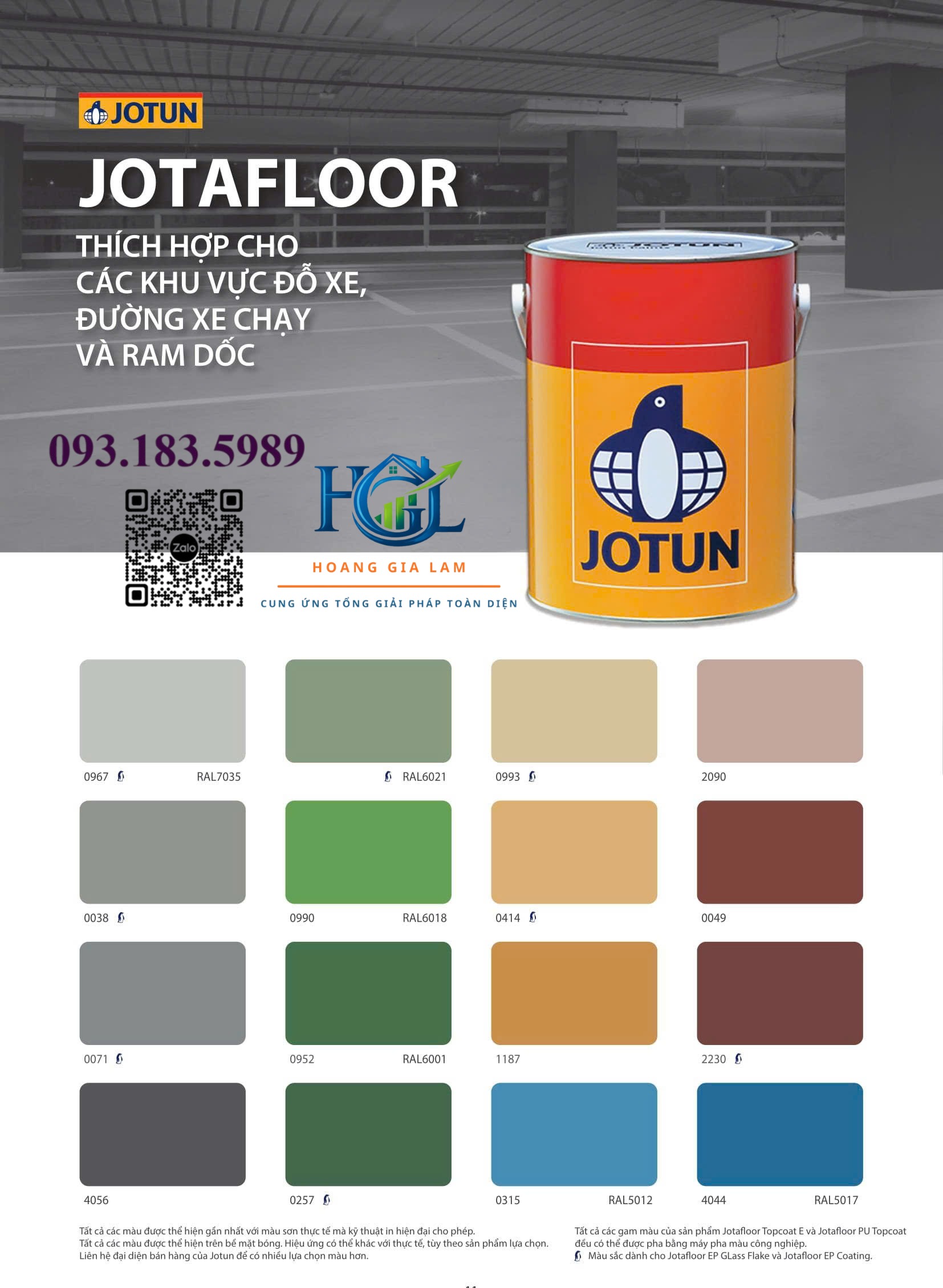 Bảng Màu Sơn Sàn Tự San Phẳng Jotun Jotafloor EP SL Uni