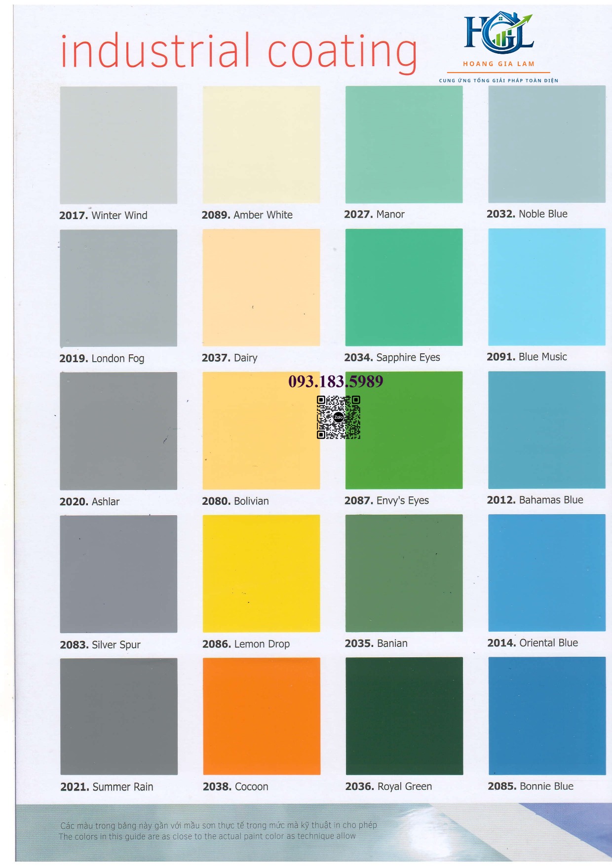 BẢNG MÀU XÁM SƠN EPOXY JOTON